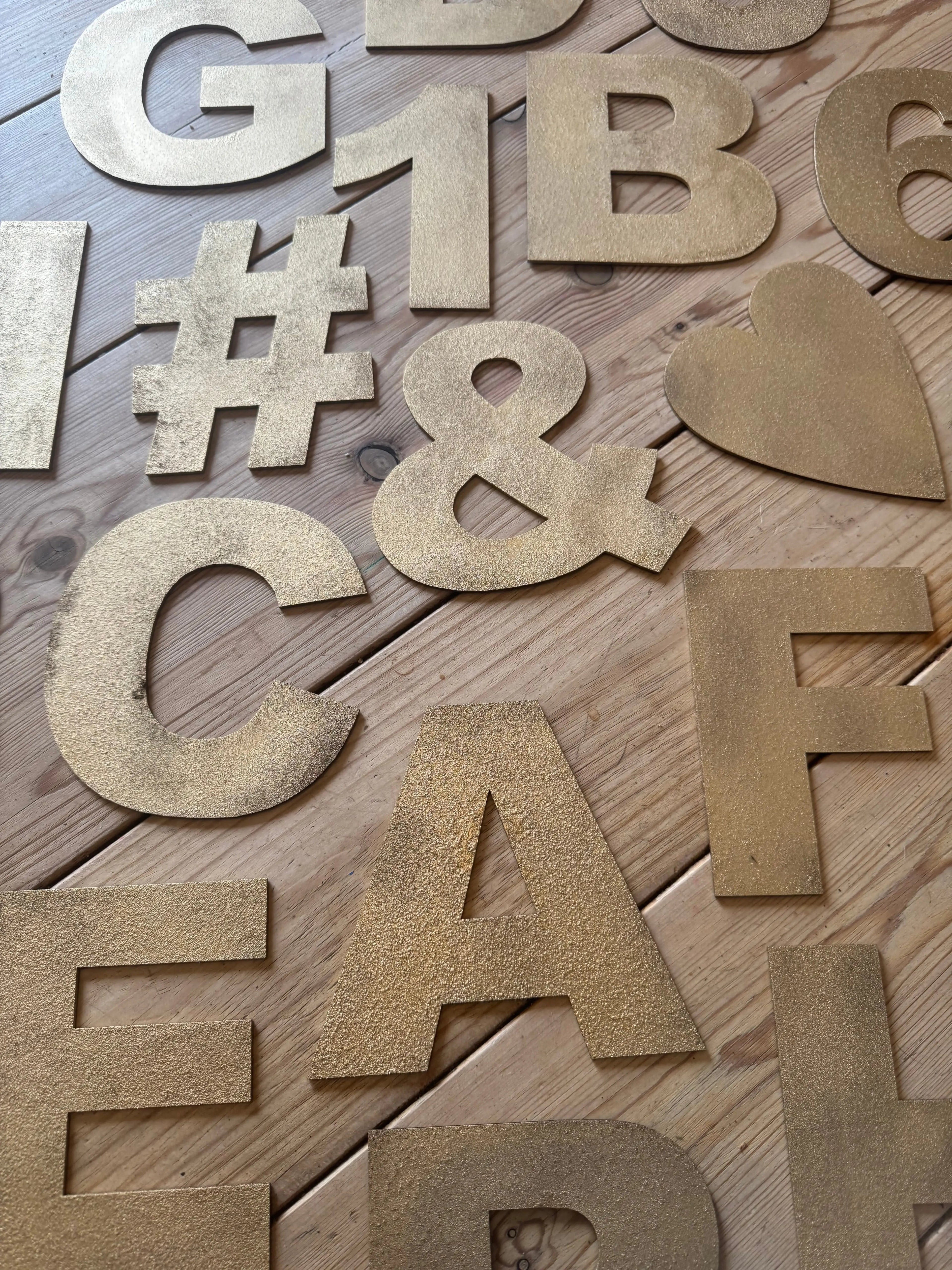 Gold Fat Font Metal Alphabet Letters – 5” or 12” Decorative Lettering A–Z