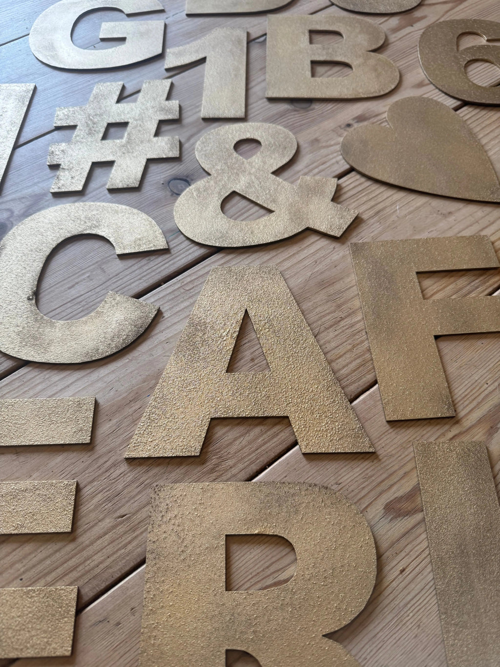 Gold Fat Font Metal Alphabet Letters – 5” or 12” Decorative Lettering A–Z
