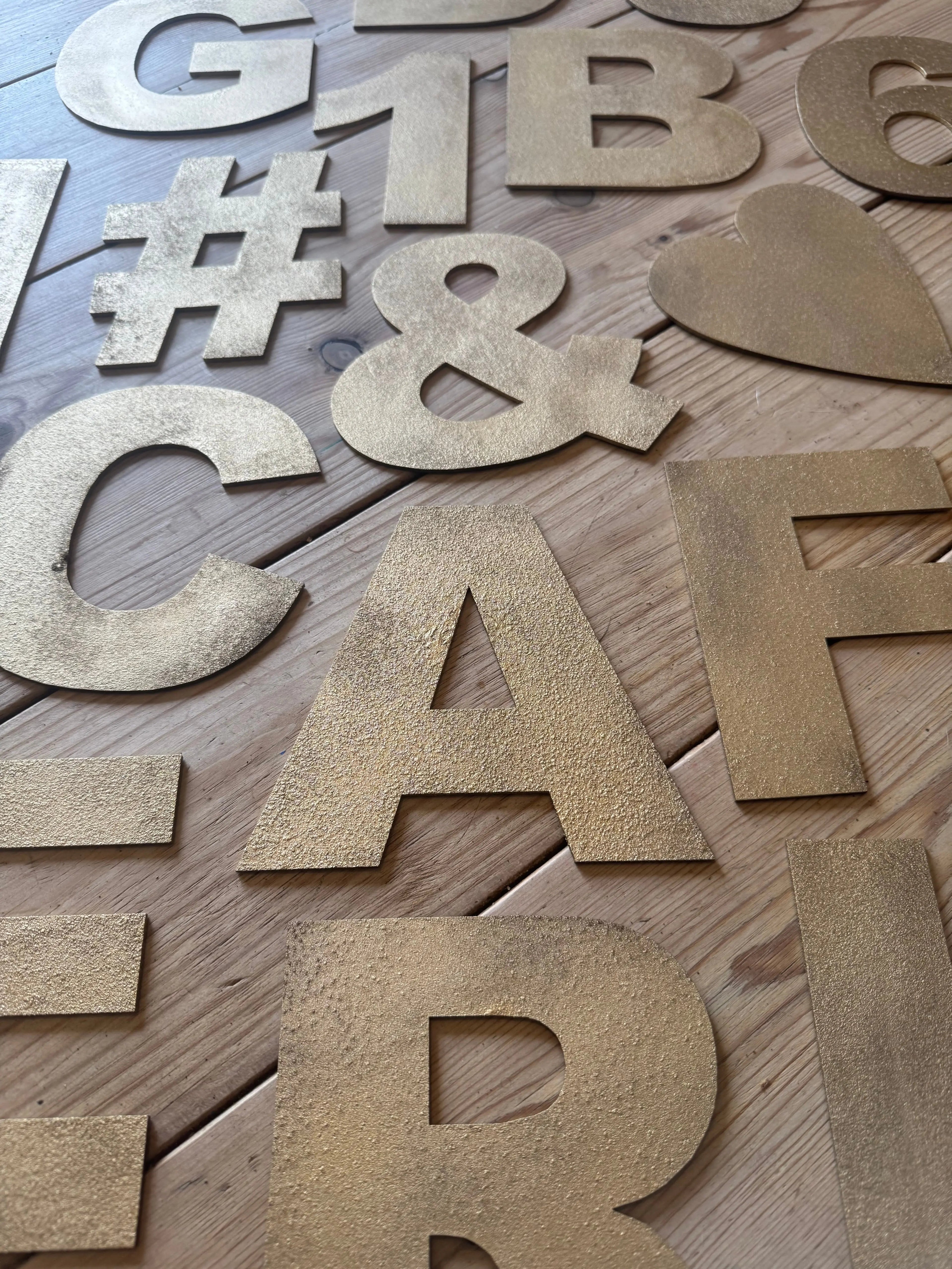 Gold Fat Font Metal Alphabet Letters – 5” or 12” Decorative Lettering A–Z