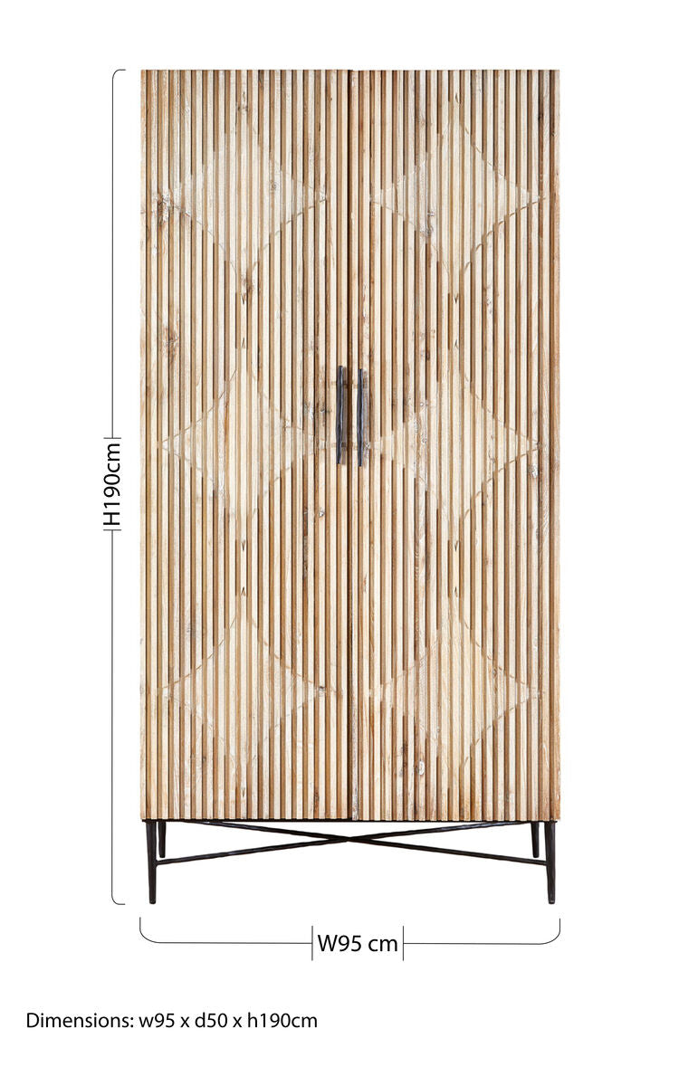 Kyra Grey Wash Elm Wood Wardrobe