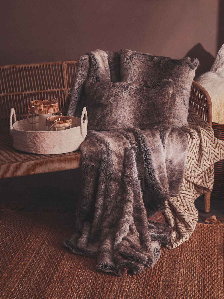 Bosie Lamina Mocha Ombre Square Fur Cushion