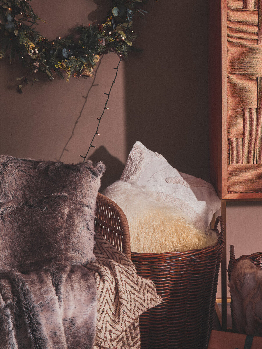 Bosie Lamina Mocha Ombre Square Fur Cushion