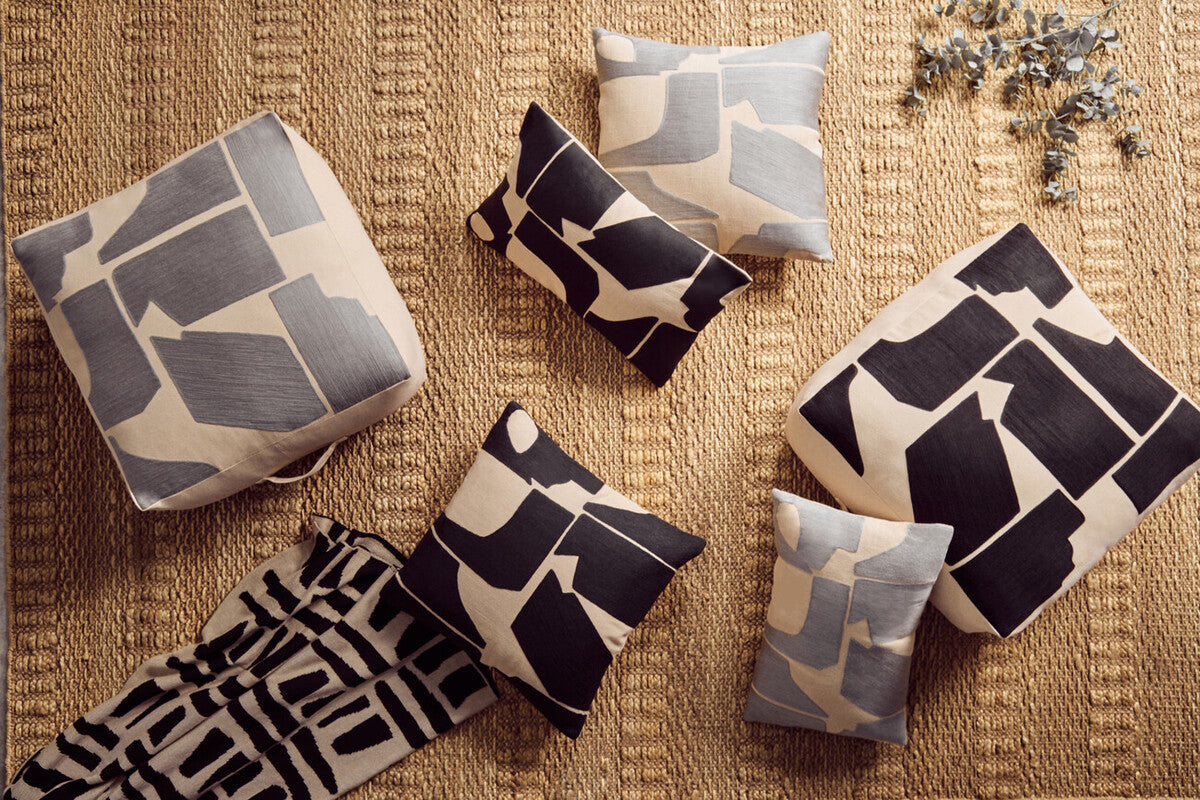 Bosie Ozella Black and Natural Square Cushion