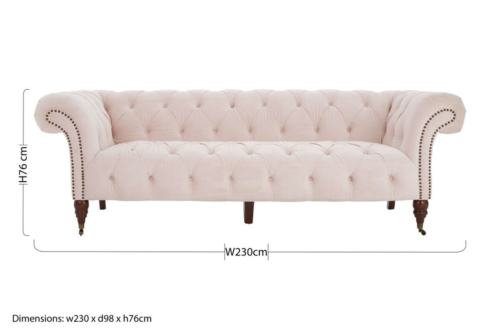 3 Seater Blossom Fabric Chesterfield Sofa, Suri