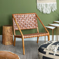 Kendari Tan Woven Leather And Teak Chair