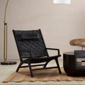 Kendari Black Leather Woven Chair
