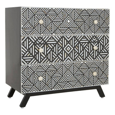 A Fusion Black and Mother of Pearl Chest of 3 Drawers
