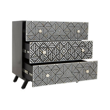 Fusion Black and Mother of Pearl Chest of 3 Drawers