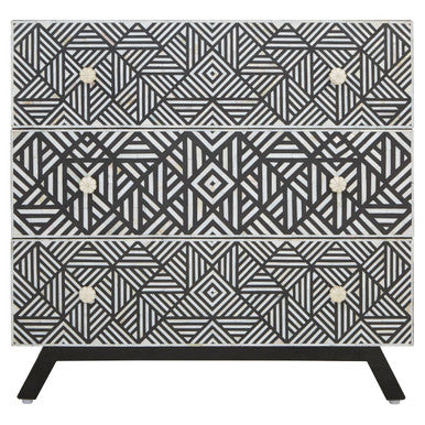 Fusion Black and Mother of Pearl Chest of 3 Drawers