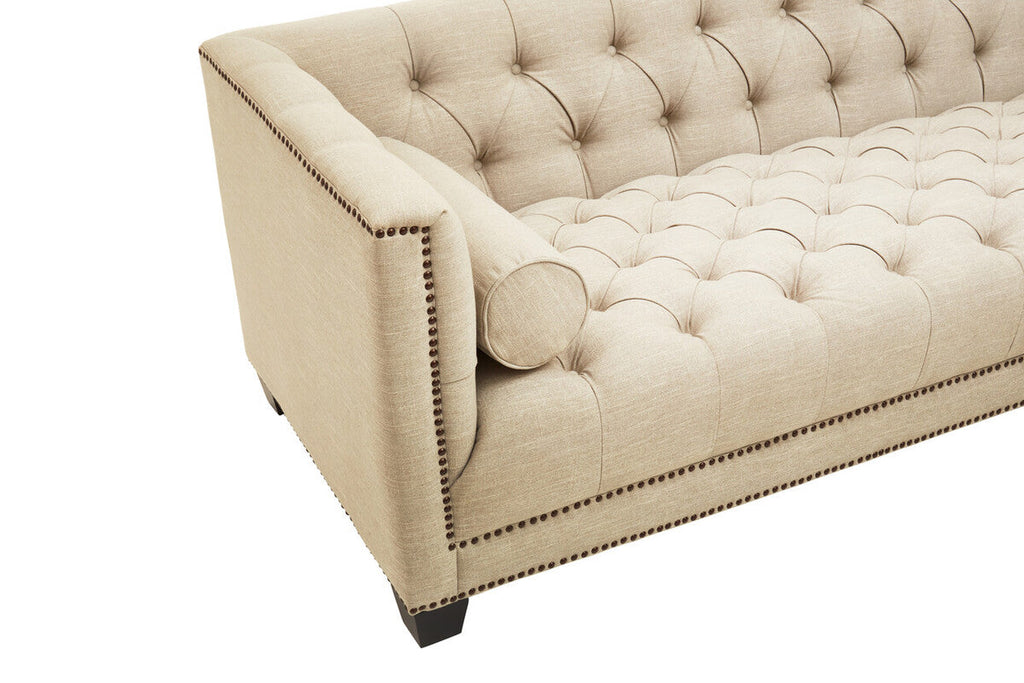 3 Seater Stone Fabric Sofa, Surina