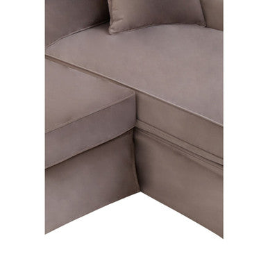 3 Seater Mink Velvet Right Chaise Sofa, Ralph