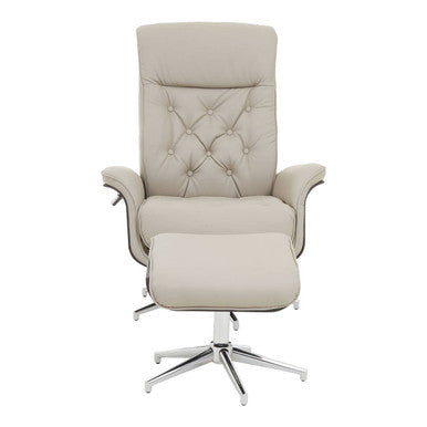 Warrington Mink Leather Effect Recliner And Footstool
