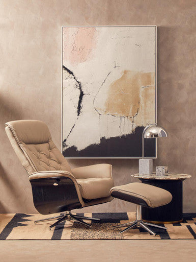 Warrington Mink Leather Effect Recliner And Footstool