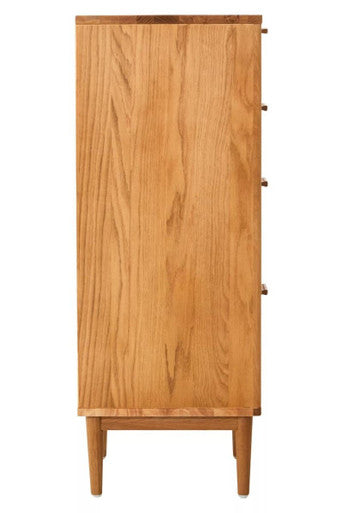 Lyon Rattan and Oak Wood Chest of Four Drawers