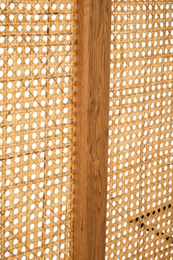 Lyon Rattan and Oak Wood Double Bed Headboard
