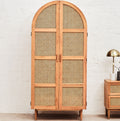 Lyon Rattan and Oak Wood 2 Door Wardrobe