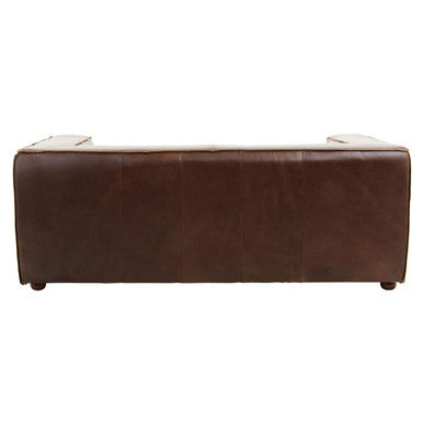 2 Seater Antique Brown Leather Sofa, King