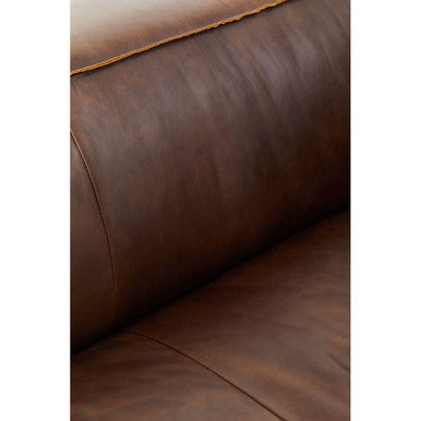 2 Seater Antique Brown Leather Sofa, King