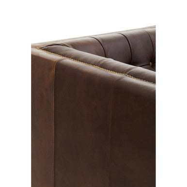 2 Seater Modern Chesterfield Dark Brown Leather Sofa, King
