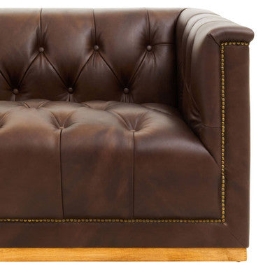 3 Seater Modern Chesterfield Dark Brown Leather Sofa, King