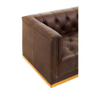 3 Seater Modern Chesterfield Dark Brown Leather Sofa, King