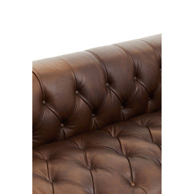 3 Seater Modern Chesterfield Dark Brown Leather Sofa, King