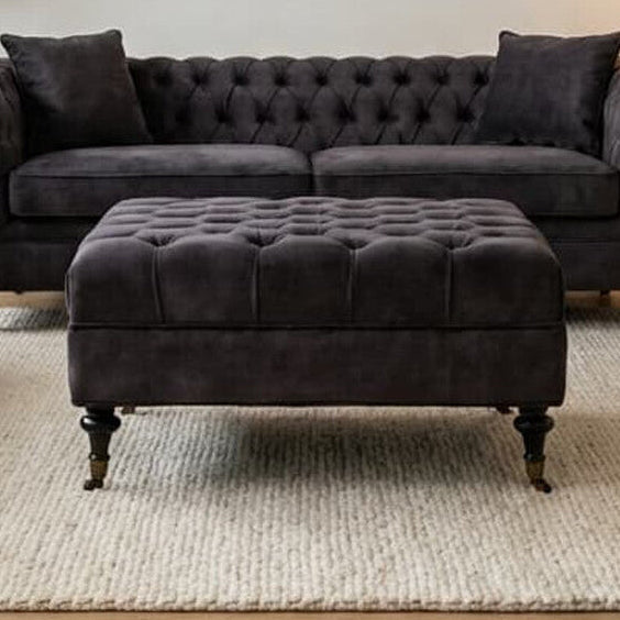 Grey Velvet Ottoman, Sabrina