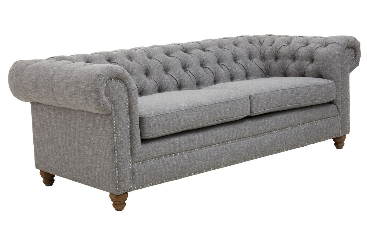 3 Seater Grey Linen Sofa, Stella
