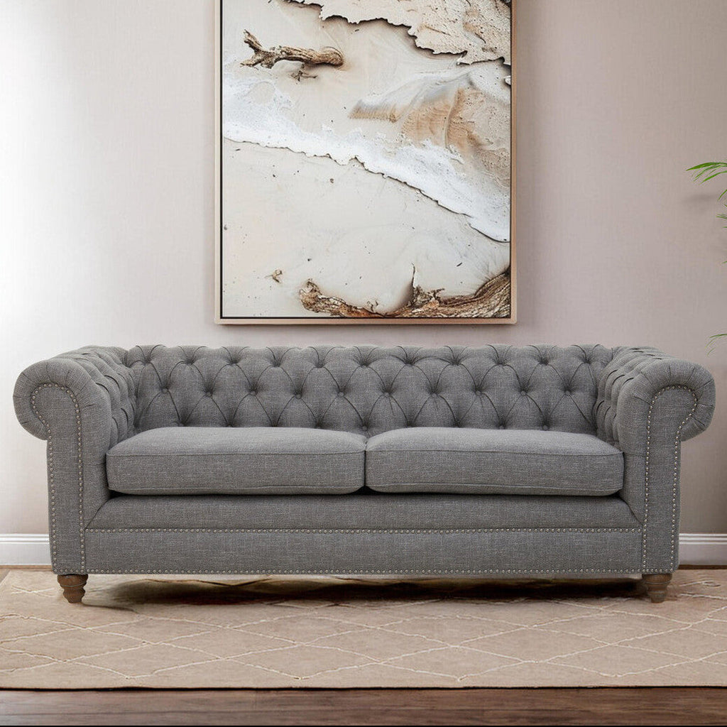 3 Seater Grey Linen Sofa, Stella
