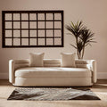 3 Seater Ivory Linen Curved Sofa, Oratino