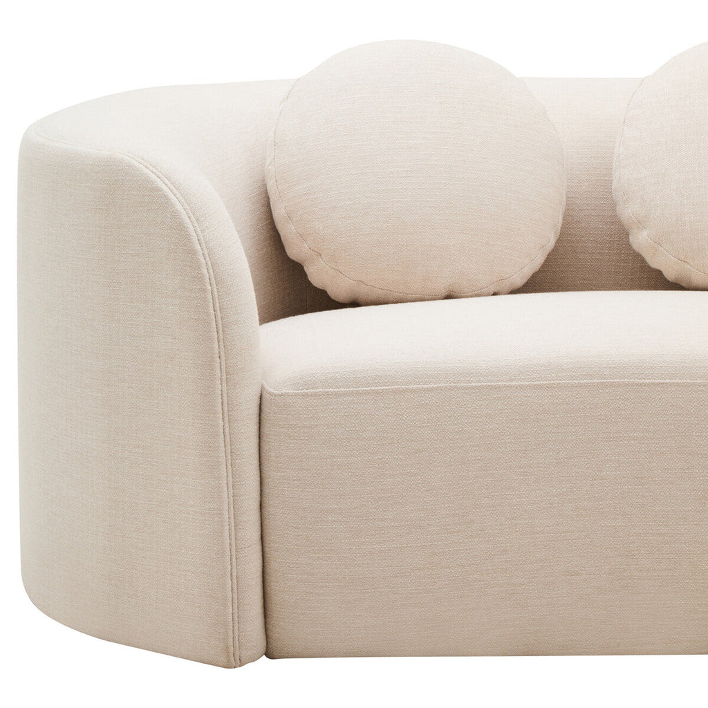 3 Seater Cream Linen Curved Sofa, Ovada