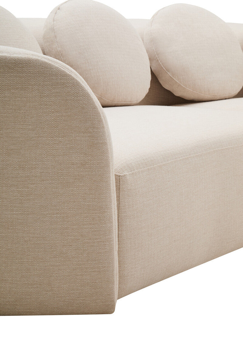 3 Seater Cream Linen Curved Sofa, Ovada