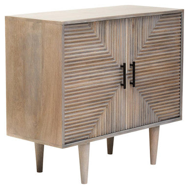 Satna Two Door Greywash Carved Mango Wood Sideboard