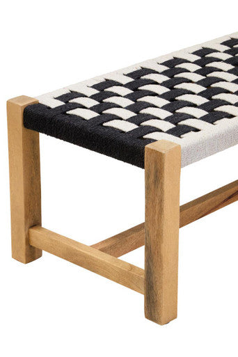 Satna Black And White Jute Bench