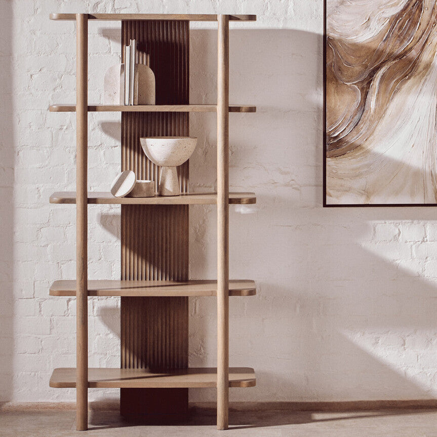 Torello Five Tier Grey Mango Wood Shelf Unit