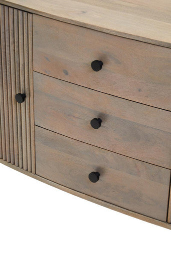 Torello Two Door Three Drawer Grey Mango Wood Sideboard