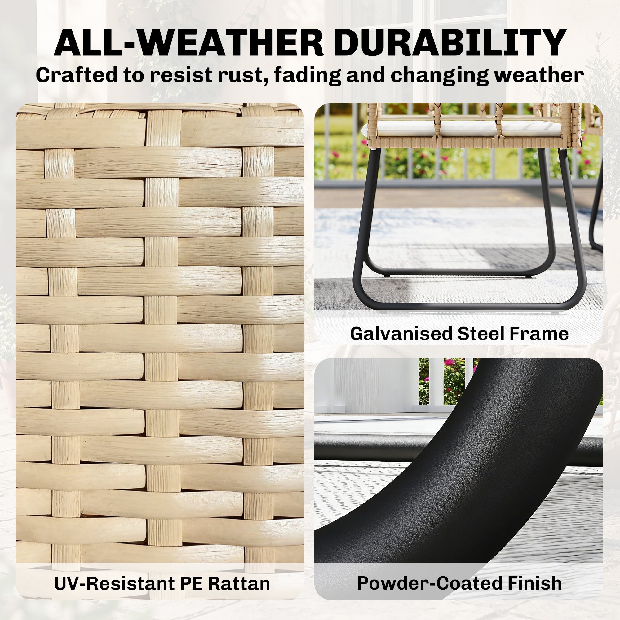 Outsunny 4 Piece Rattan Garden Furniture Set, Outdoor Patio Furniture with Loveseat, Armchairs and Coffee Table