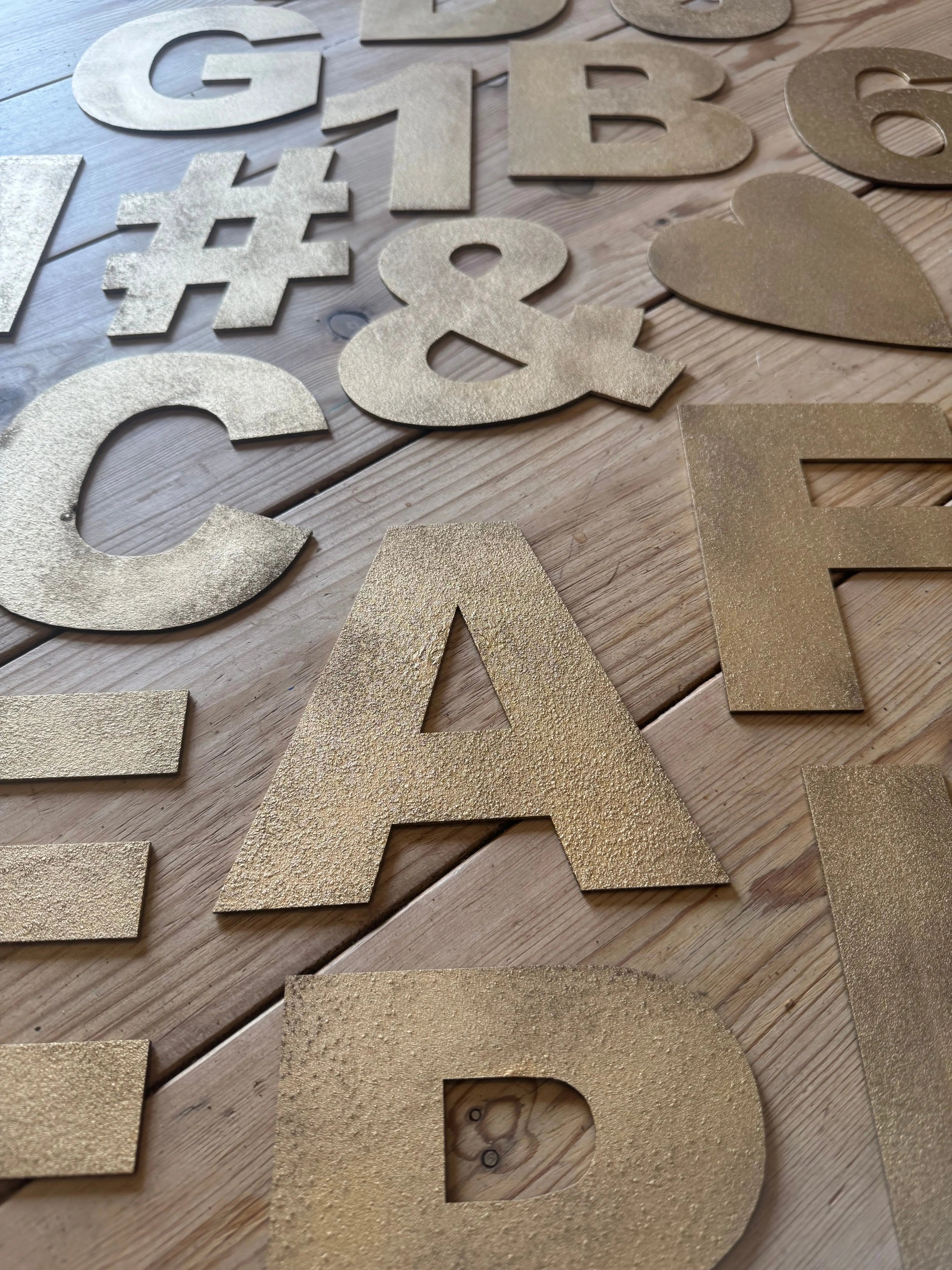 Gold Fat Font Metal Alphabet Letters – 5” or 12” Decorative Lettering A–Z