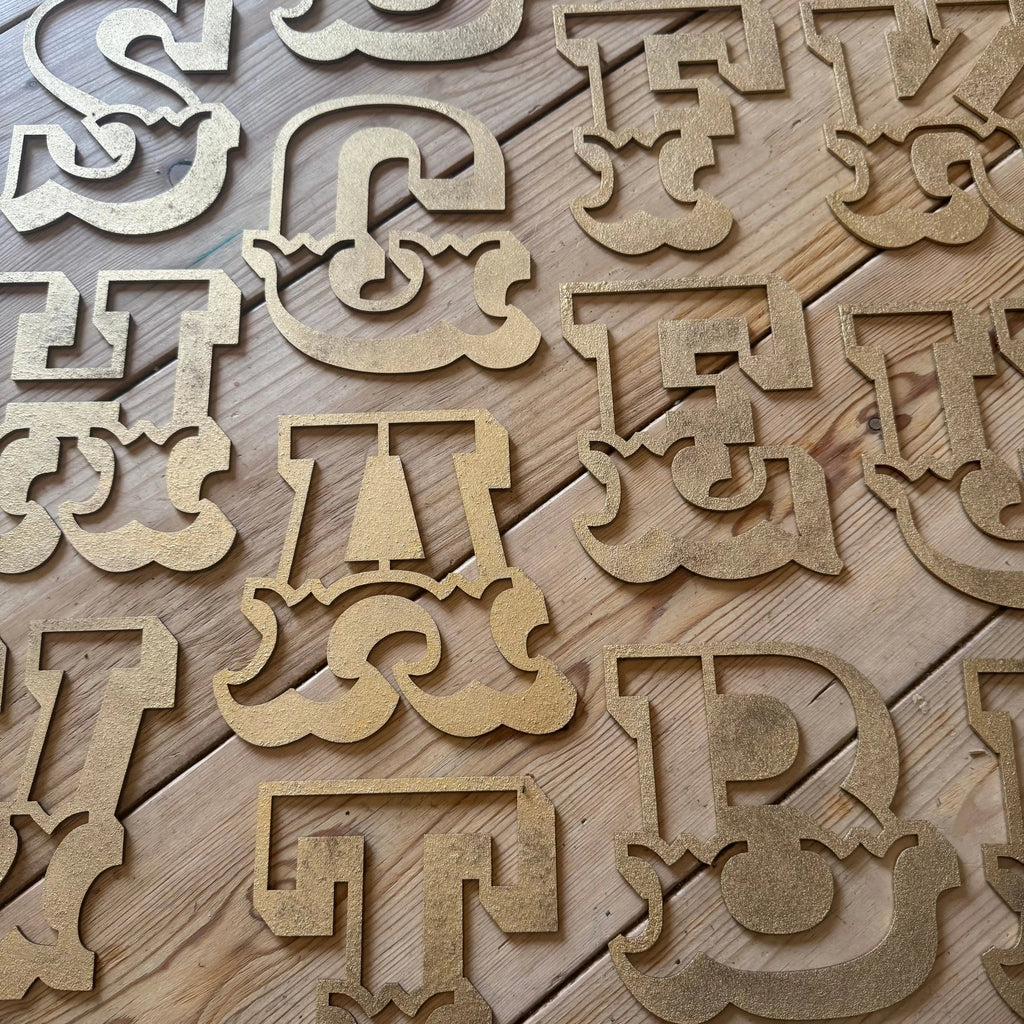A-Z Rustic 5" or 12" Gold Metal Carnival Letters.