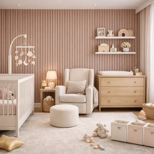 Acoustic Wall Panels in Dusky Pink with Black Backing
