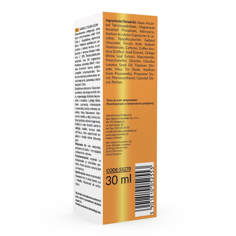 ADENO-C Flash Glow Home terapis - Brightening Serum with vitamin C 10% & ferulic acid 30ml