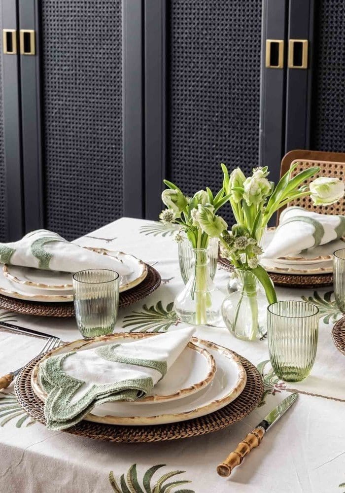 Bamboo Trim Dessert Plates - Set of 6