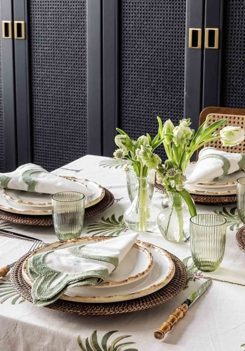 Bamboo Trim Dessert Plates - Set of 6