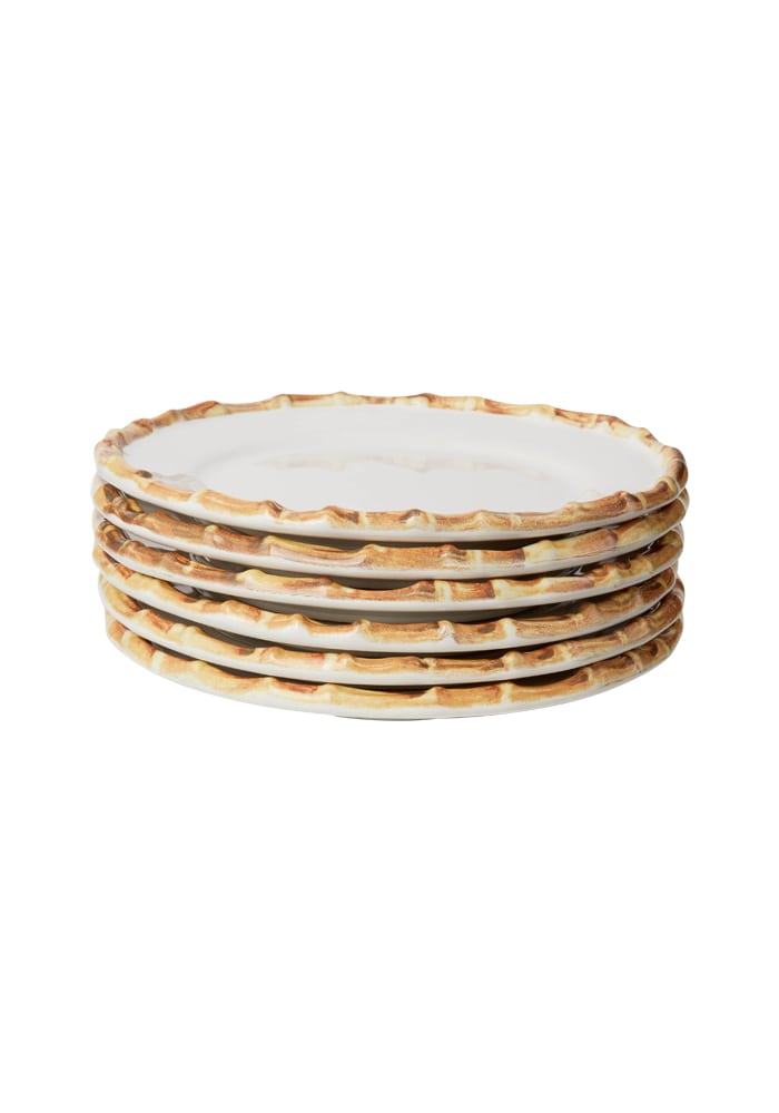 Bamboo Trim Dessert Plates - Set of 6