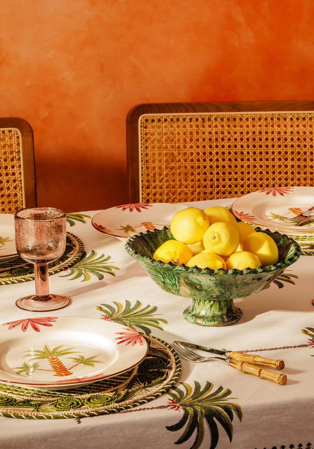 Arabella Dinner Plate, Green Palm Tree