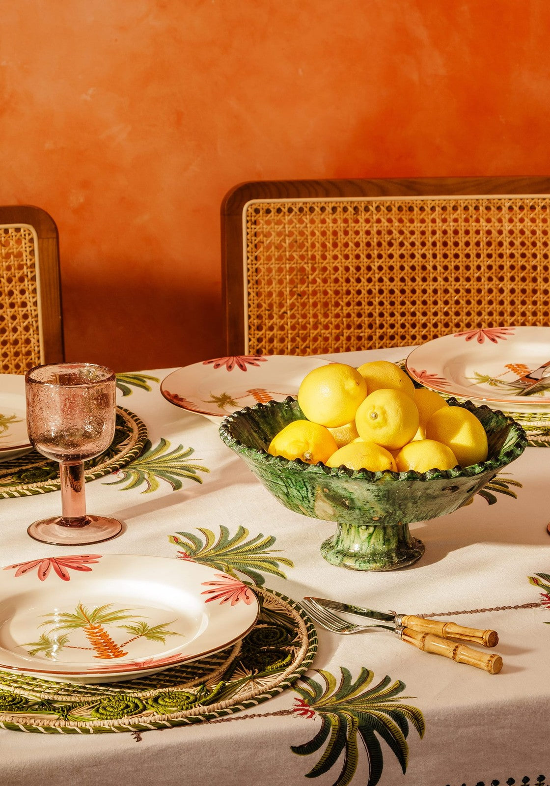 Arabella Dinner Plate, Green Palm Tree