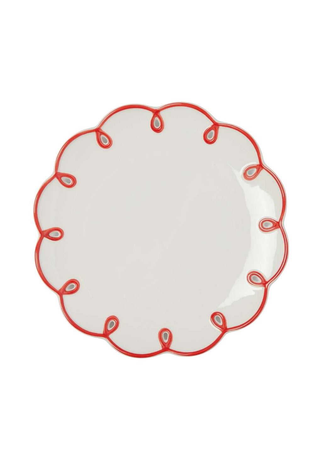 Rosy Red Scalloped Dessert Plate - Set of 4