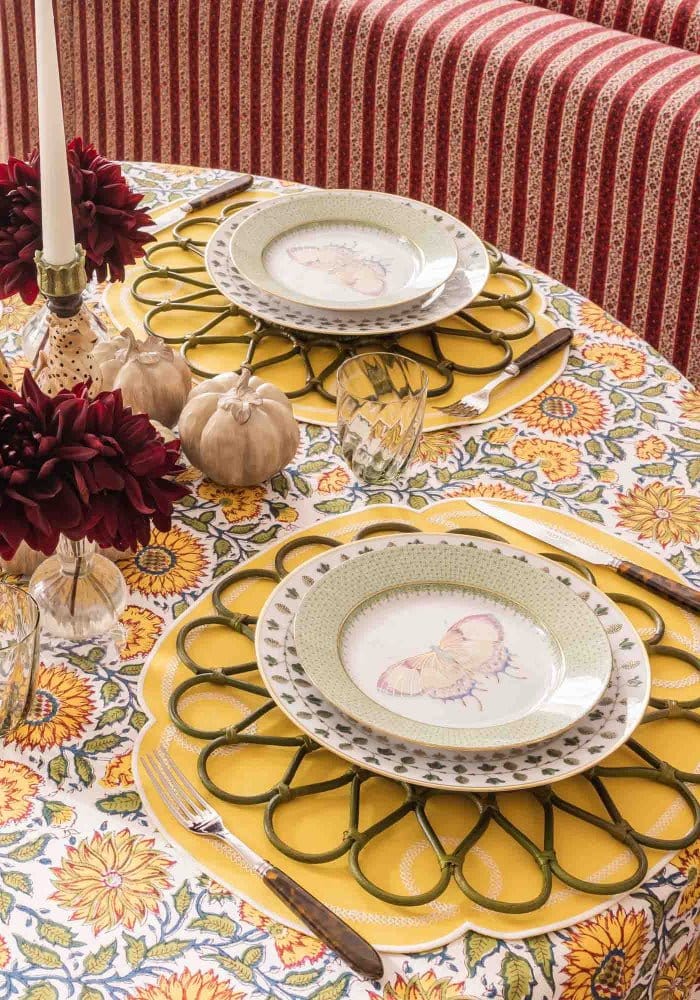 Green Apple Lace Plate Butterfly Side/Pudding Plates  - Set of 4