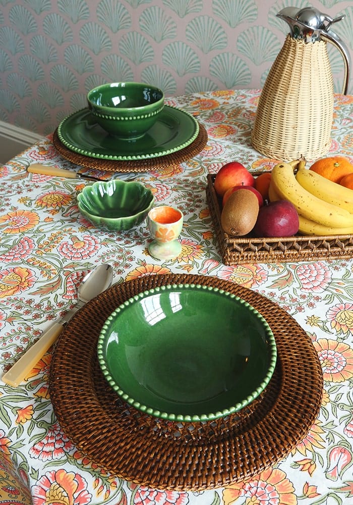 Green Scallop Ceramic Dip Bowls x 3