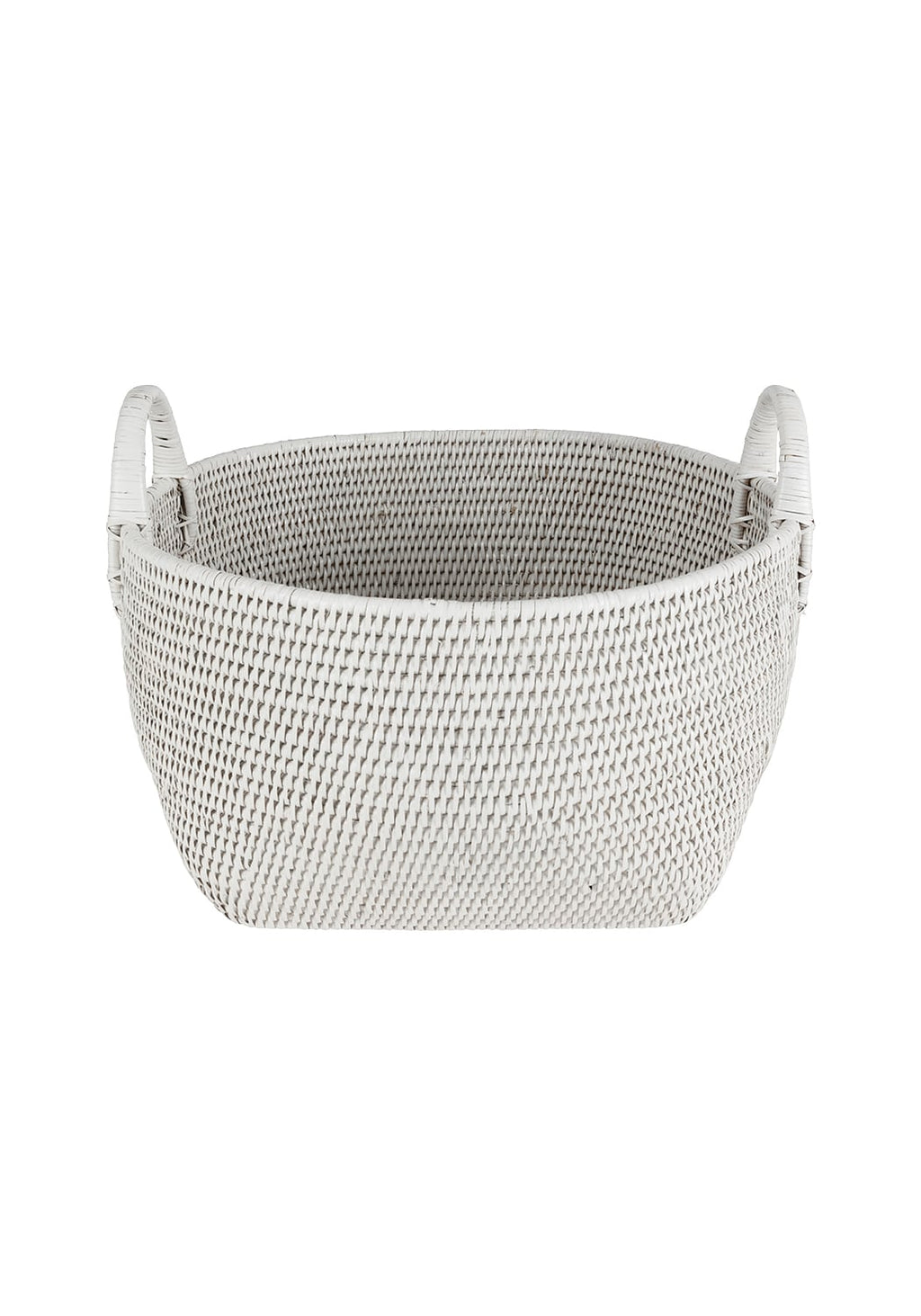 Handy Handwoven Rattan Basket - White